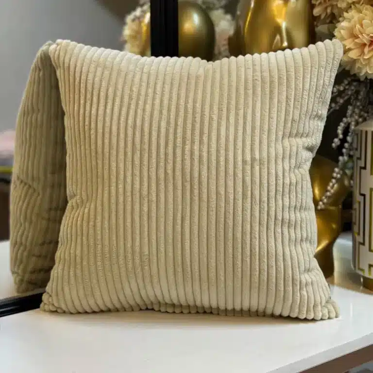 Fundas Para Cojines de Lujo Peluche Canales Dorado Suave 45x45cm